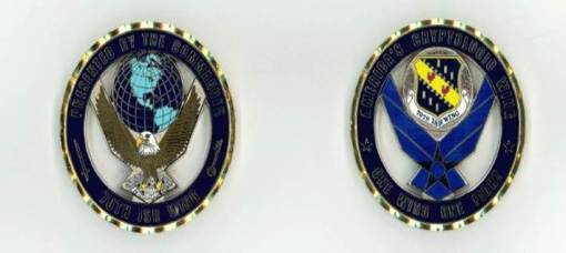A photograph of the previous Wing Commander's Coin